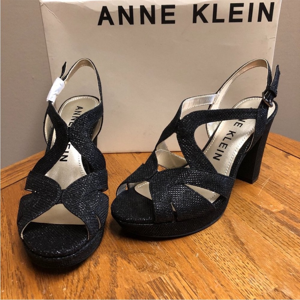 Anne Klein Black Strappy Heels